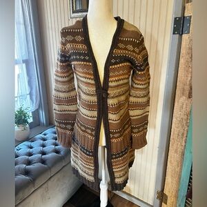 Territory Ahead Lambswool Cardigan Sweater Fair Isle Southwestern Boho Small